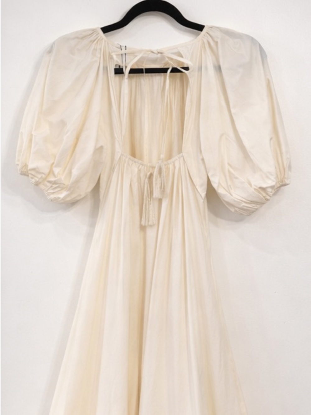 RHODE,Chloe Cotton Puff Sleeve Dress Ecru Open-Back Boho Luxury Resort Size L - Picture 3 of 9